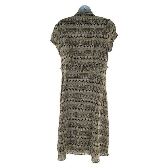 Signature By Robbie Bee Dress Womens Size 10 Geometric Lined Pleated Midi - Picture 2 of 7